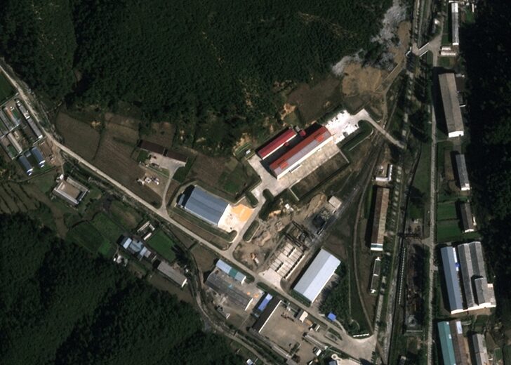 A satellite image shows a suspected missile assembly building under construction, near Hamhung