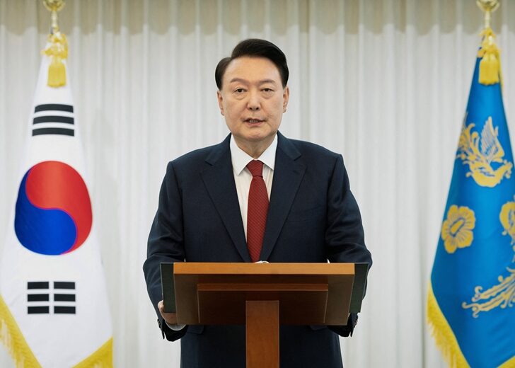 South Korean President Yoon Suk Yeol delivers an address to the nation