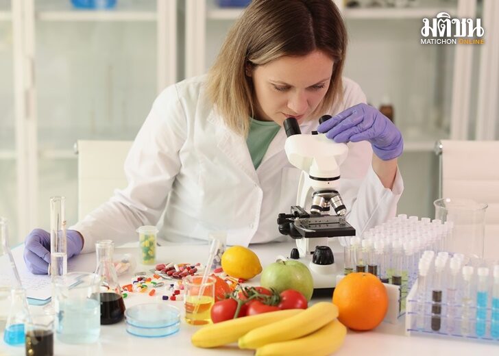 Female,Scientist,With,Microscope,,Test,Tubes,,Laboratory,Glassware,And,Reagents