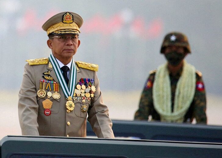 FILE PHOTO: Myanmar's junta chief Senior General Min Aung Hlaing in Naypyitaw, Myanmar
