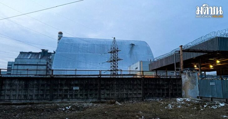 Aftermath of a Russian drone attack at Chornobyl Nuclear Power Plant