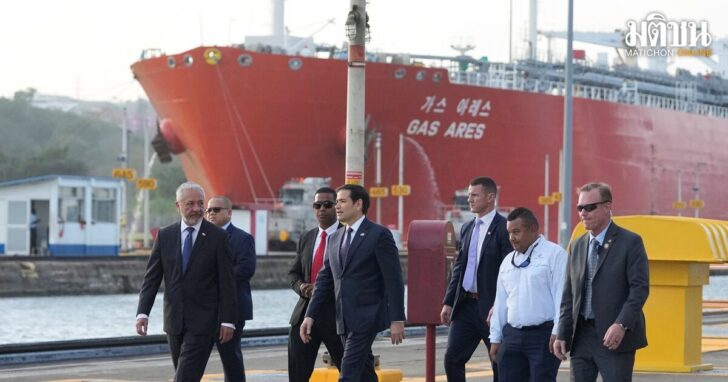 U.S. Secretary of State Marco Rubio tours the Miraflores locks at the Panama Canal in Panama City