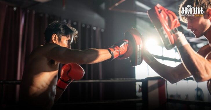 Asian,Young,Fitness,Trainer,Support,Caucasian,Sportsman,Doing,Boxing.,Attractive