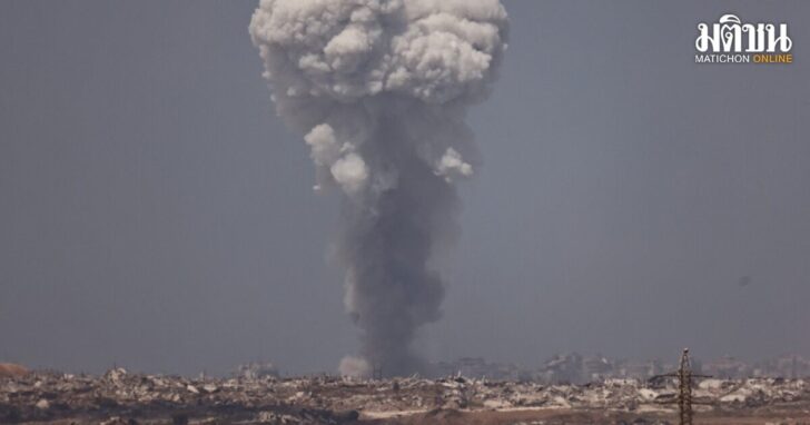Smoke rises from Gaza after an explosion as seen from the Israeli side of the border
