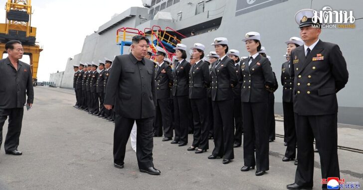 North Korean leader Kim Jong Un visits a Choe Hyon-class destroyer