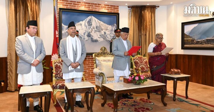Nepal's President Ramchandra Paudel administers Sushila Karki oath as Nepal's interim prime minister, in Kathmandu
