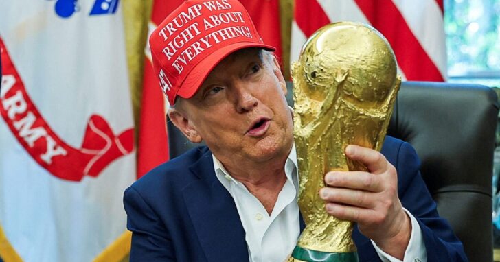 FILE PHOTO: U.S. President Trump makes an announcement on 2026 FIFA World Cup, at the White House