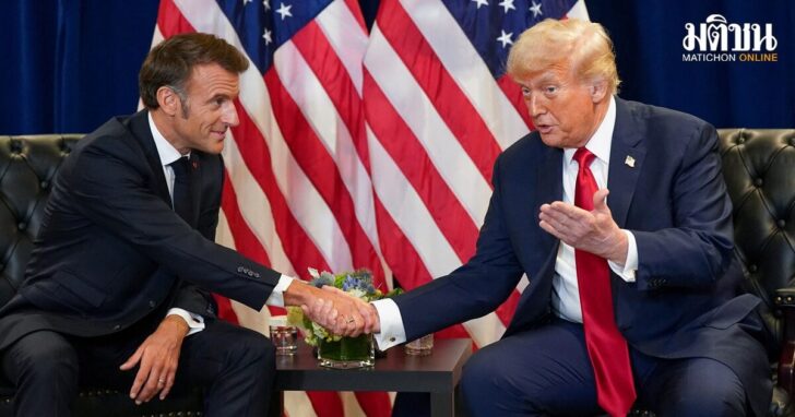 U.S. President Trump and French President Macron meet during the 80th United Nations General Assembly, in New York City