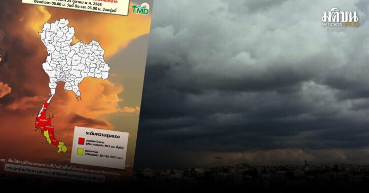 กรมอุตุฯ เตือน 11 จังหวัดใต้ เสี่ยงภัยฝนตกหนัก ไทยตอนบน อากาศเย็นในตอนเช้า