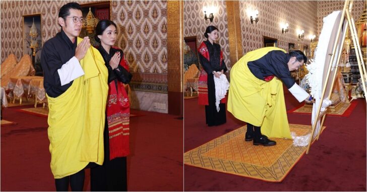 กษัตริย์จิกมี-พระราชินีเจตซุน เสด็จฯ ทรงวางพวงมาลาถวายราชสักการะพระบรมศพ ‘พระพันปีหลวง’