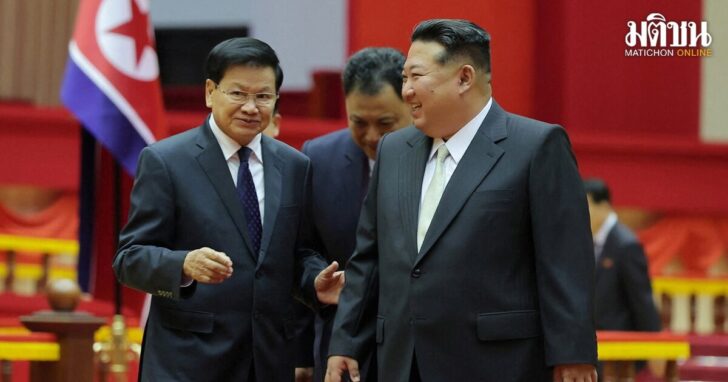 North Korean leader Kim Jong Un meets with Laotian President Thongloun Sisoulith in Pyongyang