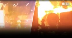 ระทึก นาทีรถบรรทุกเชื้อเพลิง ติดคานกั้นความสูง ก่อนระเบิด ในเวียดนาม (คลิป)