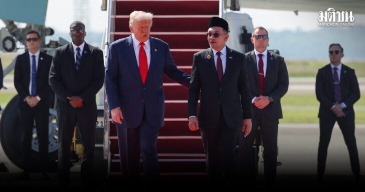 Malaysian Prime Minister Anwar Ibrahim welcomes U.S. President Donald Trump at Kuala Lumpur International Airport