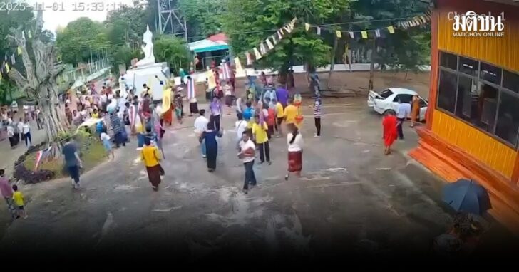 กฐินเลือด ไวยาวัจกร เข้าเกียร์ผิด รถพุ่งถอยหลังทับด.ญ.7 ขวบดับ ด.ช.เจ็บ 3