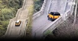 ไปไม่ถึงสวรรค์ รถจีนแบรนด์ดัง Chery ร่วงบันไดภูเขาเทียนเหมิน ชนราวกั้นพัง คนวิจารณ์สนั่น