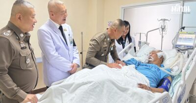 ผบช.น.รุดเยี่ยม รองสารวัตร ป่วยสโตรกขณะปฏิบัติหน้าที่ – จ.ส.ต. ถูกจยย.ฝ่าไฟแดงชน