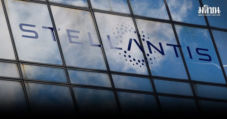 FILE PHOTO: The logo of Stellantis sits on the company's building in Poissy