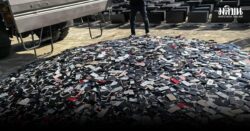 บีจีเอฟโชว์ใช้รถบดทำลายมือถือที่ยึดมากว่า 20,000 เครื่อง จากแก๊งสแกมเมอร์ในชเวโก๊กโก