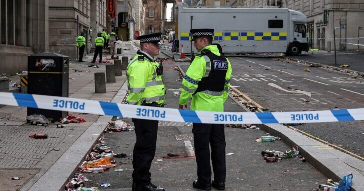 FILE PHOTO: Aftermath of an incident where a car hit fans at the Liverpool parade