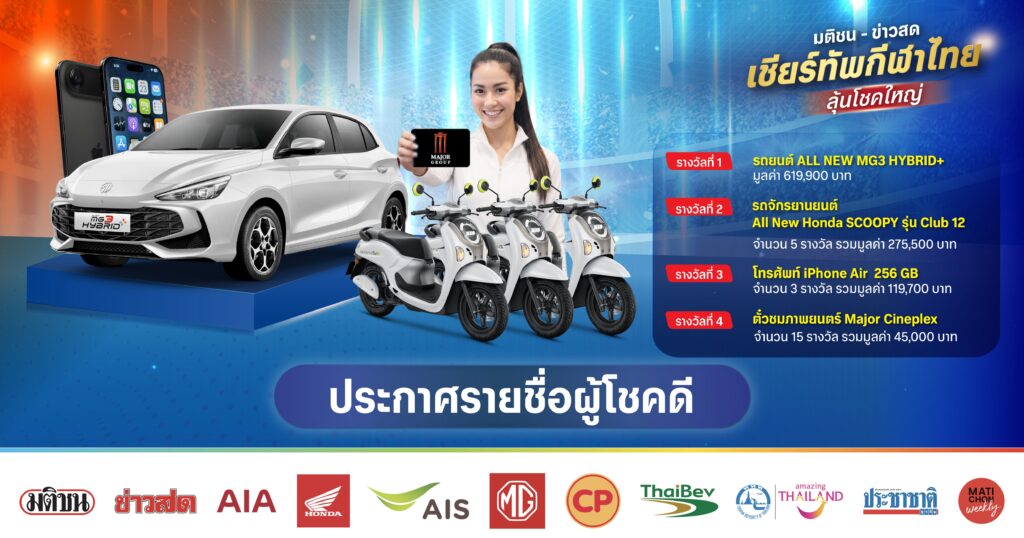 ประกาศแล้ว! ผู้โชคดี กิจกรรมตัดคูปอง ‘มติชน-ข่าวสด เชียร์ทัพกีฬาไทย ลุ้นโชคใหญ่’