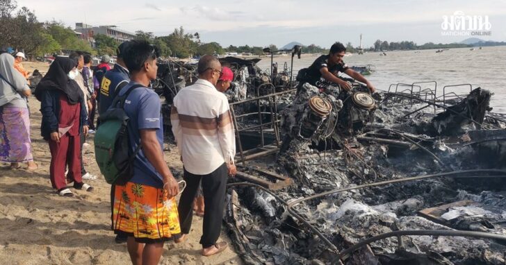 .ไฟไหม้ท่าเรือฉลอง สปีดโบ๊ทวอด 22 ลำ สูญกว่า 38 ล้านบาท ภูเก็ตเร่งกู้ซาก-เคลียร์คราบน้ำมัน.