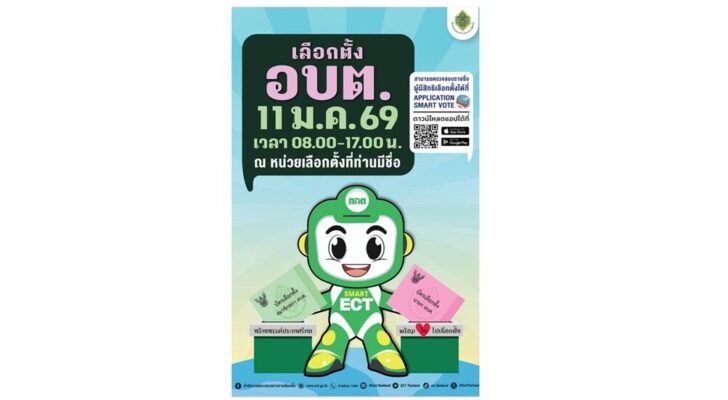 .สำนักงาน กกต. เชิญชวนไปใช้สิทธิเลือกตั้ง อบต. วันที่ 11 ม.ค. 2569.
