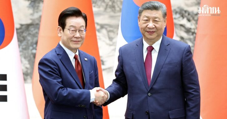 Chinese President Xi Jinping and South Korean President Lee Jae Myung in Beijing