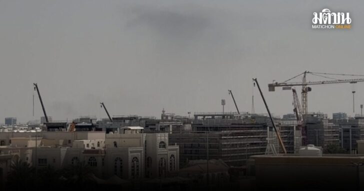 Smoke in the sky after reported blasts were heard, following strikes by the United States and Israel against Iran, in Abu Dhabi