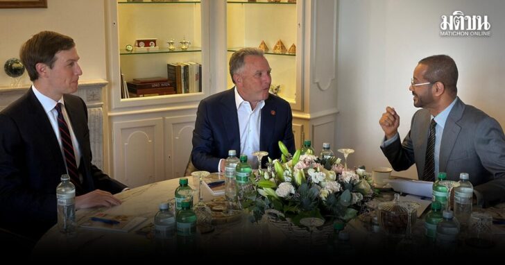Oman's Foreign Minister Sayyid Badr Hamad Al Busaidi meets with U.S. Special Envoy Steve Witkoff and Jared Kushner, ahead of the indirect U.S.-Iran talks, in Geneva