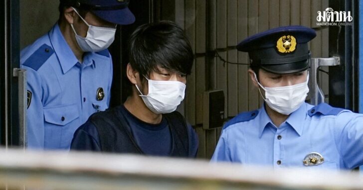 Tetsuya Yamagami, suspected of killing former Japanese premier Shinzo Abe, is taken to prosecutors in Nara, Japan