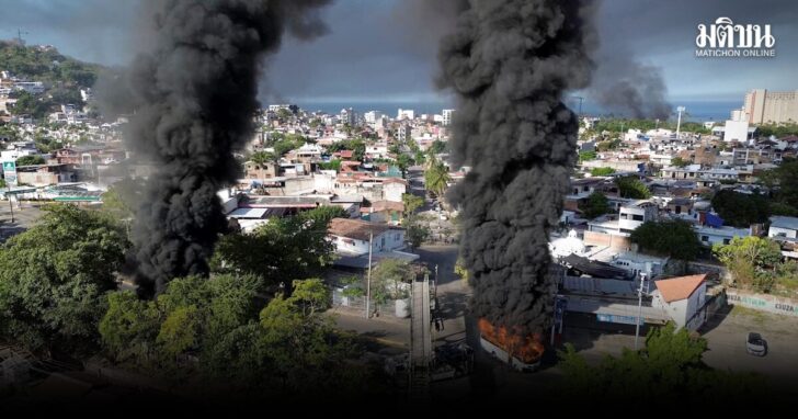 Smoke billows, following a military operation in which a government source said Mexican drug lord Nemesio Oseguera, known as
