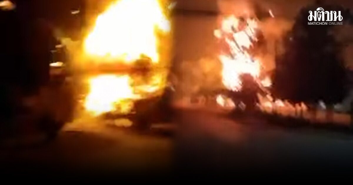 ด่วน! ไฟไหม้ คลังเก็บน้ำมัน ตชด.21 สุรินทร์ แสงเพลิงรุนแรง ระเบิดเป็นระยะ