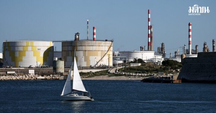 Views of oil infrastructure and shipping along the Mediterranean coastline