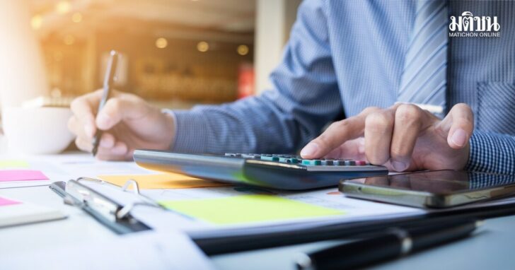 Business finance man calculating budget numbers, Invoices and fi