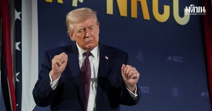 U.S. President Donald Trump gives remarks at the National Republican Congressional Committee (NRCC) annual fundraising dinner in Washington