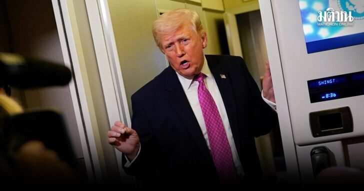 U.S. President Donald Trump on board Air Force One for travel to Joint Base Andrews