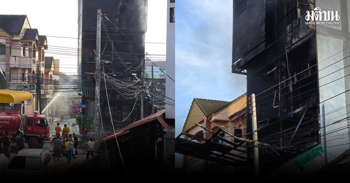 ไฟไหม้ร้านขายสีรถ 6 ชั้น ระหว่างเจ้าของไปเที่ยวตปท. เพื่อนบ้านเห็นกลุ่มควัน รีบแจ้งดับเพลิง
