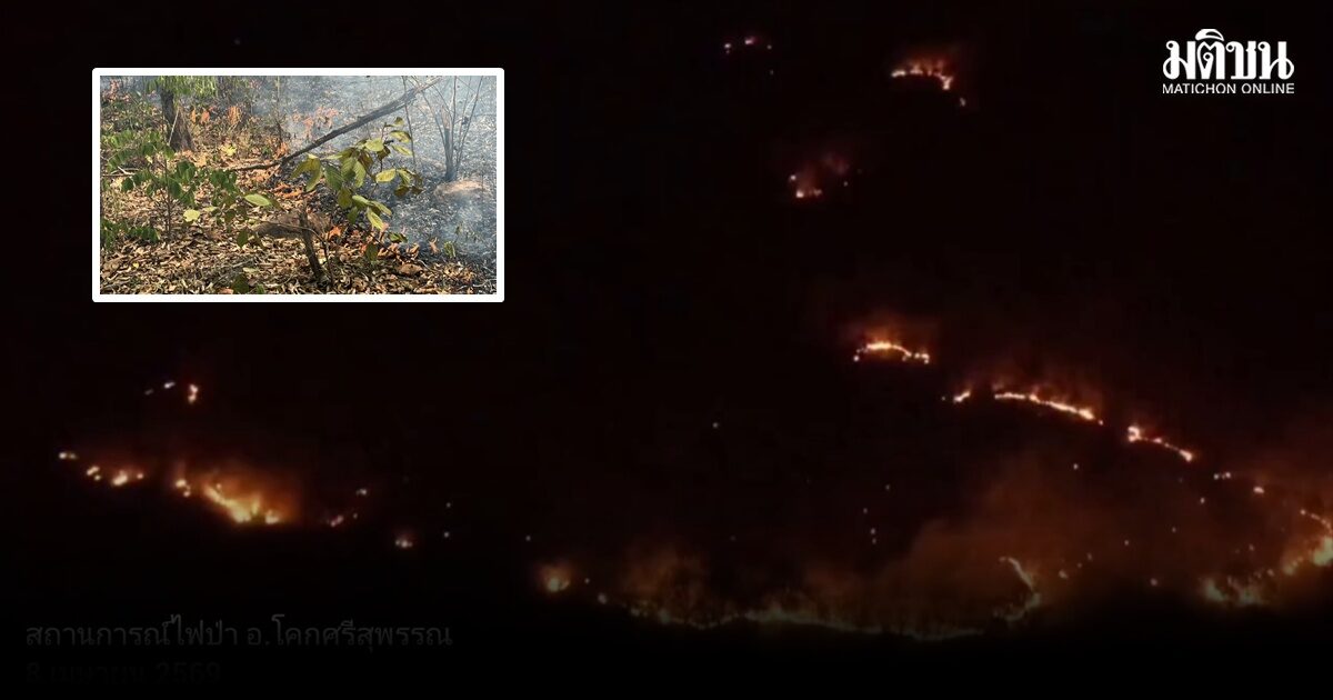 สกลนคร จมฝุ่นพิษ หลังไฟป่าภูพานปะทุหนัก เสียหาย 20 ไร่  ผู้ว่าฯ ขอฝนหลวง