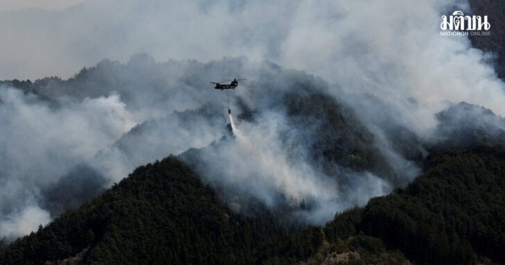 Wildfires in mountainous areas of Otsuchi