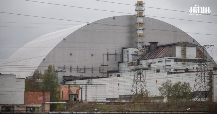 The New Safe Confinement (NSC) structure covers the old sarcophagus, which confines the remains of the damaged fourth reactor, at the Chornobyl NPP