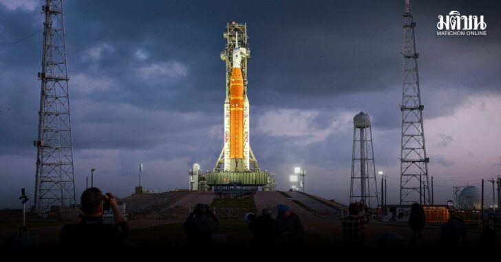 NASA's Artemis II mission, Space Launch System (SLS) rocket with the Orion crew capsule, at the Kennedy Space Center in Cape Canaveral