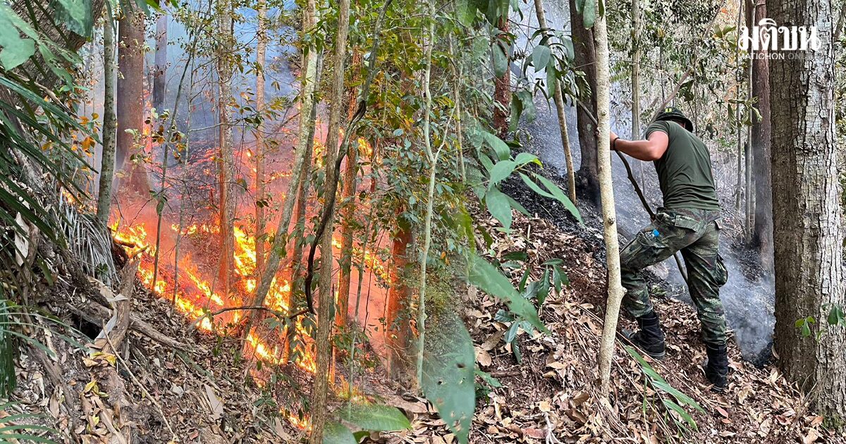 2 วันยังไม่ดับ ไฟป่าโหมภูเขาทับหลวง สะบ้าย้อย ลามแล้ว 200 กว่าไร่ ระดมพลเต็มกำลัง