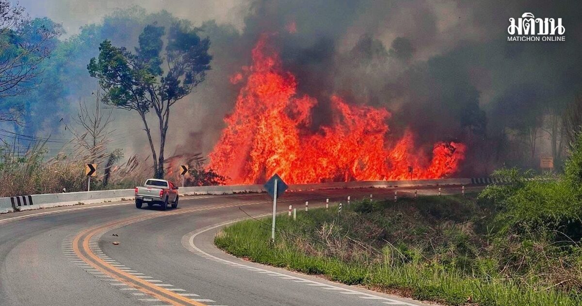 ผู้ว่าฯเลย รุดคุมไฟป่า สั่งเร่งทำแนวกันไฟ เผย ไฟป่าวอดอุทยานภูผาม่าน เสียหายแล้ว 57 ไร่
