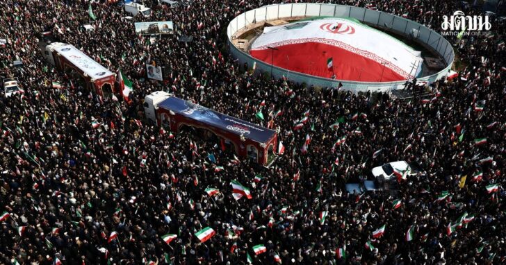 People attend a funeral ceremony for the Revolutionary Guards Navy Commander Alireza Tangsiri, in Tehran