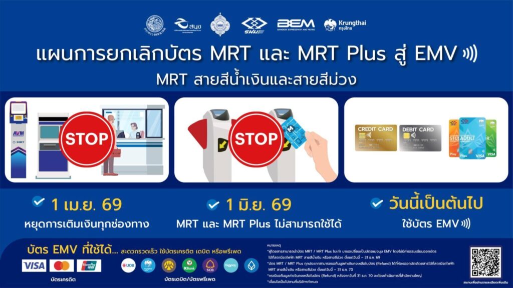 บัตรแมงมุมมาแล้ว 1 มิ.ย.นี้ ตั๋วใหม่ MRT ใช้ EMV เป็นทางการ