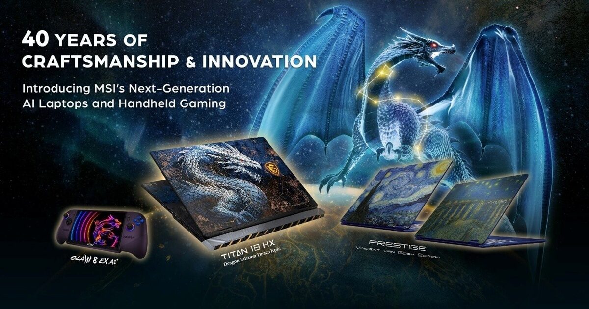 MSI เปิดตัว Claw 8 EX AI+ เครื่องเล่นเกมพกพาพร้อม Intel Arc G3 Extreme และ Titan 18 HX Dragon Edition Draco Epic