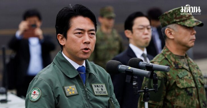 Japan's Defence Minister Shinjiro Koizumi attends an annual training session near Mount Fuji at Higashifuji training field in Gotemba