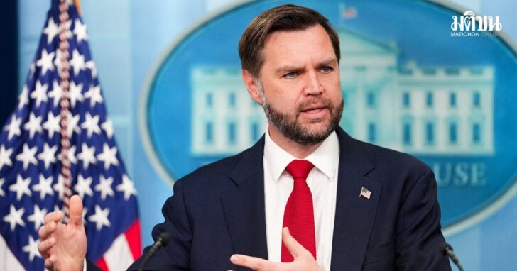 FILE PHOTO: U.S. Vice President JD Vance holds a press briefing at the White House in Washington