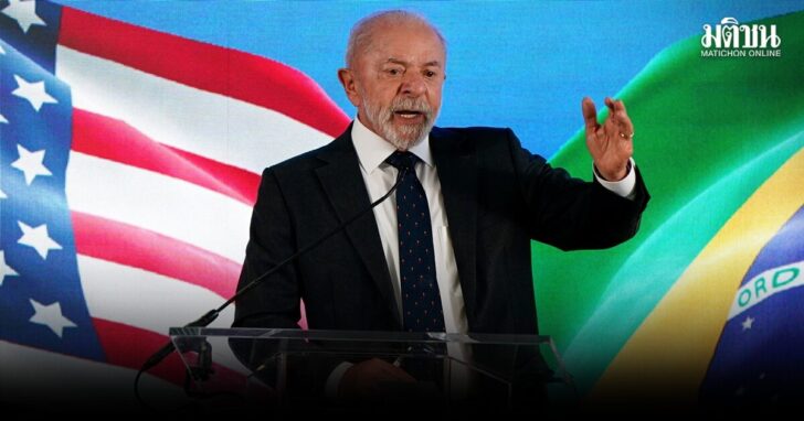 Brazilian President Lula speaks to reporters at the Brazilian Embassy in Washington