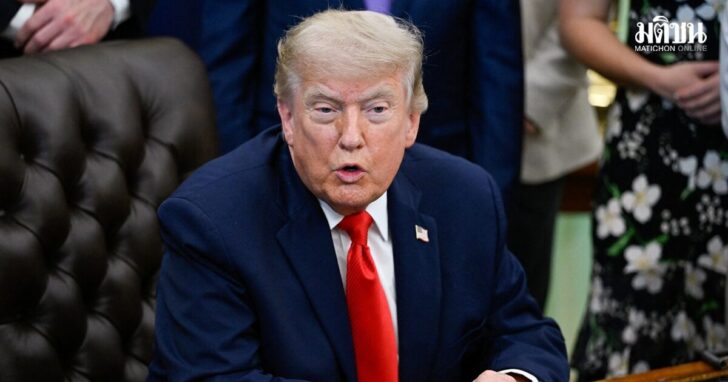 U.S. President Donald Trump speaks in the Oval Office at the White House